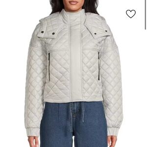 BCBG Women's Quilted Cream Puffer Jacket